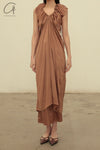 BASERANGE 24 Autumn/Winter Satin Dress Portugal BAS-DRMAX-SS-WI24-ZONG Emerald Brown